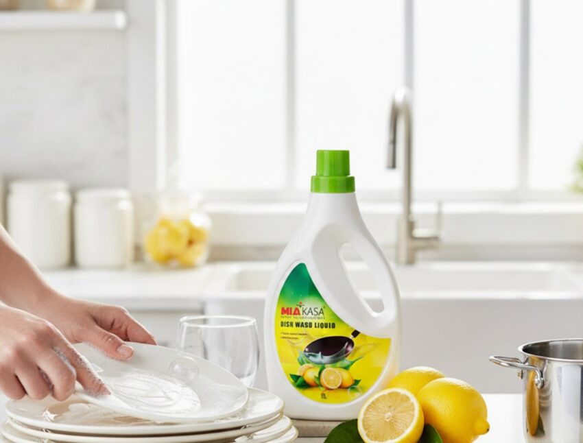 Dishes that Clean and Sparkle, with Miakasa Safe Magic Dish Wash Liquid